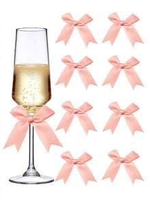 Decoración de lazo de cinta de satén rosa, empaque de regalo, adecuado para botellas de champán, pasteles, dulces, manualidades DIY, regalos, bodas, baby showers, despedidas de soltera, Navidad, cumpleaños, fiestas al aire libre, campamentos, Halloween y talla grande - Varios colores/estilos aleatorios - Ver 9