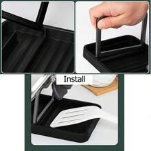 1 Set Of Pot Lid Placement Rack Spoon Holder And Pot Lid Holder,Stainless Steel,Kitchen Utensil Rest, Scraper Holder & Pot Holder,Spoon Holder For Stove Top - Kitchen Utensil Holder For Ladles & Tongs,Keep The Countertop Dry And Prevent Water Stains From Dripping Onto The Table(Random Style Shipping) - Multicolor - View 3