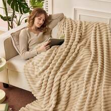 Striped Flannel Fleece BlanketUltra-Soft, Lightweight, White Blanket, Throw/Twin/King Sizes, ClassicStripe Pattern, Multi-Color, Ldeal For BedCouch, Travel, Camping, Al Seasons, Home Bedroom Decor, Gift Ldea.Cozyvibes - Màu Khaki - Xem 8