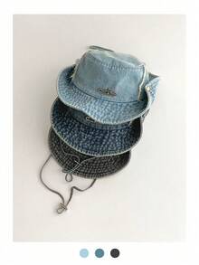 1 件复古水洗做旧渔夫帽，女士户外防晒宽边钓鱼徒步露营帽，适合夏季男士太阳帽夏季帽子，适合徒步旅行和钓鱼等夏季户外活动