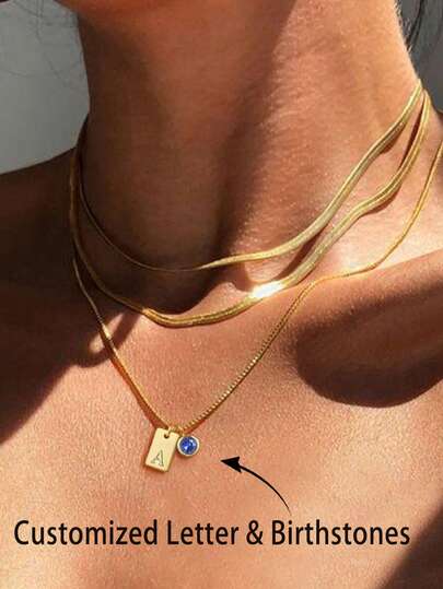 1pc Initial Necklaces For Women Dainty Gold Birthstone Necklace For Women,Letter Necklace Non Tarnish Tiny Emerald Pendant ,Gold Jewelry Birthday Gifts.