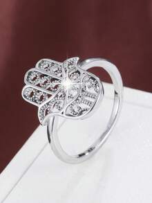 1pc Creative Palm-Shaped Smooth Design Fashion Ring For Women - Multicolor - View 11