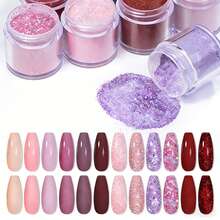 10克/盒 Y2K 丙烯酸浸粉指甲油，纯闪粉浸粉指甲油，适合家用美甲沙龙浸粉美甲设计，速干浸粉 - 彩色 - 查看 4