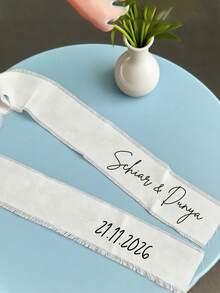 Cintas personalizadas elegantes para sillas de boda, emblemas conmemorativos de boda, emblemas textiles de boda, cintas para sillas reservadas - Multicolor - Ver 6