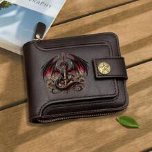 Large Capacity Heavy-Duty Dragon King Zipper Wallet - Black Business Cash & Card Holder With Golden-Tone Zippers, ID/Driver's License Pocket, Multi-Slot Organizer For Men & Women, Ideal Christmas/Halloween/Thanksgiving Gift (Men's - Multicolor - View 3