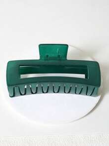 1pc Simple Green Glossy Square Hair Claw, High-End Large Hairpin Jaw Clip, Elegant Fall Winter Hair Clamp Catcher For Women's Vacation Outfits Women Hair Accessories Elegant Claw Clip Fashion Hair Clips - Green - View 6