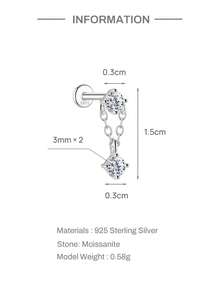 1 件莫桑石螺丝耳钉，18K 白金镀层 925 纯银耳环，情人节、周年纪念日、生日、母亲节女士珠宝礼物 - 銀色 - 查看 13