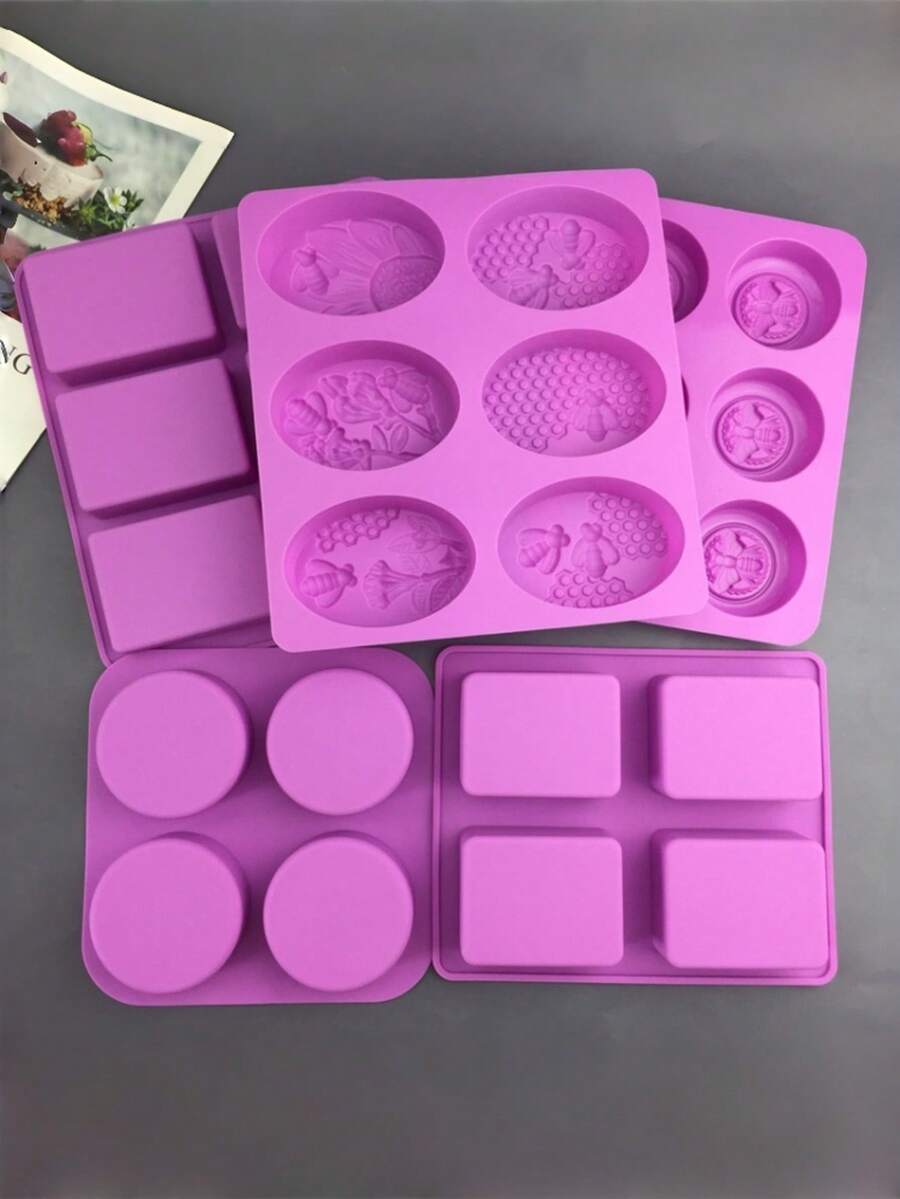 1个全新优质不粘硅胶皂模 - 可重复使用的长方形皂模，适用于DIY工艺品、自制沐浴及美容用品，易于脱模的手工皂制作工具，厨房和浴室装饰 - 彩色 - 查看 1