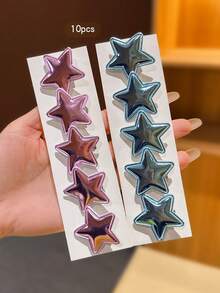 10pcs Colorful Star Hair Clips, Cute Girls Hair Accessories, Suitable For Daily Use - Multicolor - View 1
