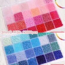 24格3毫米彩色玻璃珠，适用于手工珠宝制作、手链和项链DIY配件、万圣节、圣诞节和糖果珠DIY工艺品，批发散装商品[12000颗/盒] - 12000pcs/box - 查看 43