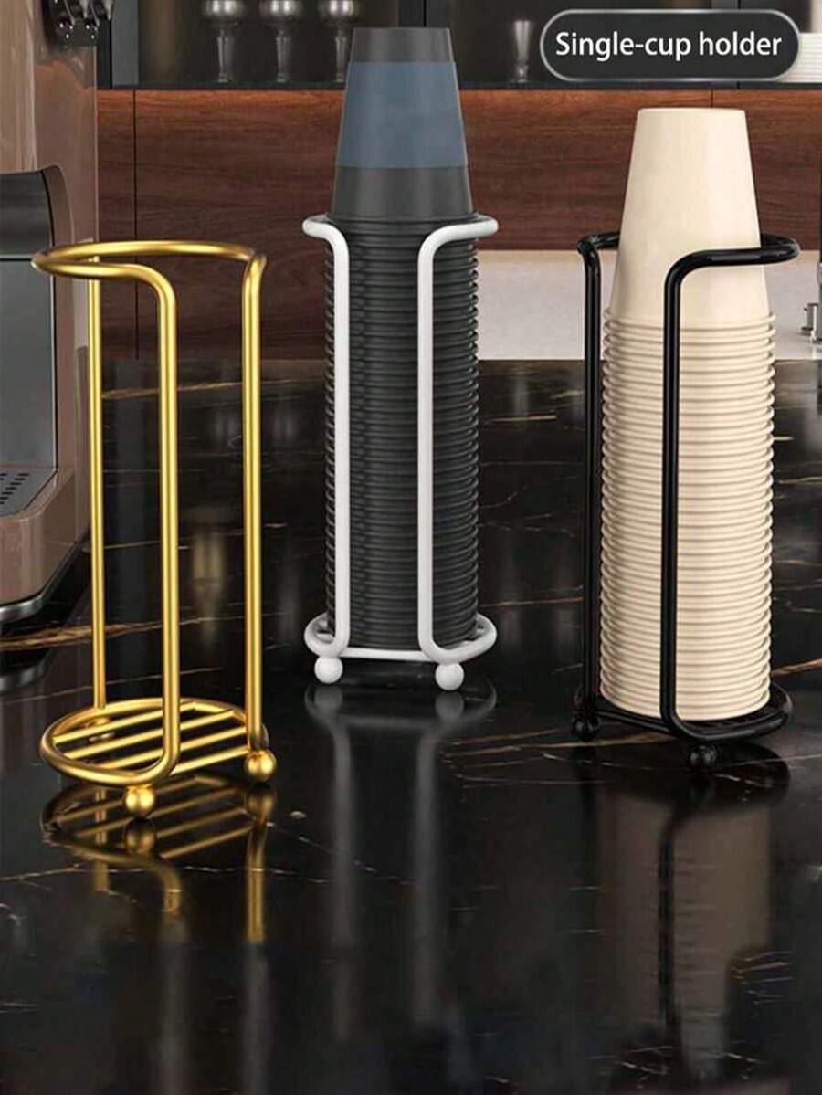 1pc Disposable Paper Cup Holder, Minimalist Paper Cup Rack, Multi-Functional Desktop Coffee/Tea Cup Storage Rack (Cups Not Included) - Multicolor - View 1