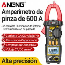 Pinza Amperimetrica Multimetro Digital De Pinza Profesional Aneng PN108 Resistencia Identificación De Cables Vivos Y Neutros Capacitancia Diodo Temperatura - Rojo - Ver 1