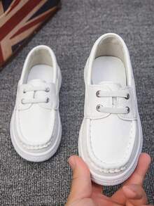 1 Pair Classic Stitching Slip-On Loafers For Teens & Kids, White (Run Small), Breathable Non-Slip Soft Sole, Casual Sneakers For Boys & Girls, Suitable For School & Daily Wear - White - View 2