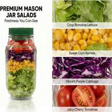 1个34盎司（1000毫升）侧开式防漏沙拉容器，方便实用，塑料材质，可重复使用，一体式盖子和罐身设计，适用于家庭、学校、办公室、健身房、野餐等场合。 - 彩色 - 查看 6