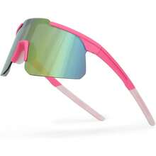 Gafas de sol de ciclismo para hombres y mujeres, gafas de sol deportivas UV400 para béisbol, correr, pescar, conducir, bicicleta, ligeras Tr90 - Marco rosa con lente naranja - Ver 3