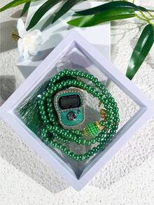 1pc Ramadan Gift Set - 99 Beads Tasbih With Pearl Tassels + Rhinestone Electronic Counter, Ramadan Prayer Beads Essential, Elegant Packaging - Multicolor - View 15