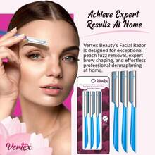 Facial Razor Hair Removal - Dermaplaning Tool Peach Fuzz Remover Trimmer Women Remove Fine Hair Blue Eyebrow Razors Dermaplane Face Shavers Exfoliating Sensitive Skin Travel Essential - White - View 2
