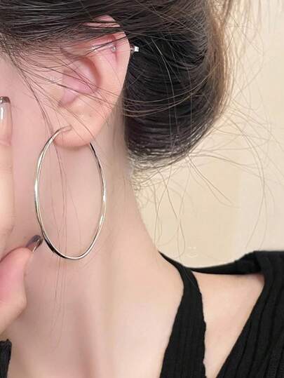 YUNCHUN 30mm, 40mm, 50mm Fashionable Hollow Geometric Hoop Earrings, Jewelry Dangle Earrings Gift For Girls