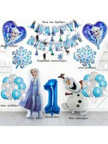 54pcs Snowman Standing Anna Princess Number Balloon Set Theme Birthday Party Decoration Balloons - Multicolor - View 11