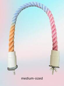 1pc Gradient Color Flexible Climbing Rope With Metal Hooks On Both Ends And A Threaded Ring, Suitable For Parrots, Bird Cages, Chair Poles, Toys, Etc. Random Color, Suitable For All Seasons - Multicolor - View 4