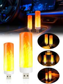 LED USB火焰灯，氛围灯，创意闪烁火焰灯，小型阅读灯，效果灯，移动电源，露营夜灯，适用于汽车 - A - 查看 1