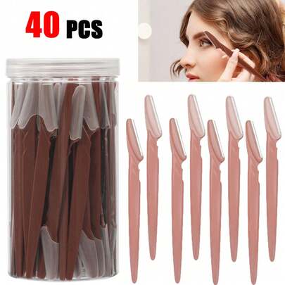 5/10/30/40pcs Unisex Face Razor, Multi-Purpose Eyebrow Trimmer, Facial Hair Removal Tool, Silicone Protected Eyebrow Trimmer, Easy Shaving Razor