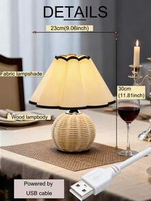 1pc USB Powered Woven Desk Lamp, Retro Style Lamp, Suitable For Bedside, Hostel, Dining Room, Camping, Minimalist Warm Light Lamp, Atmosphere Night Light