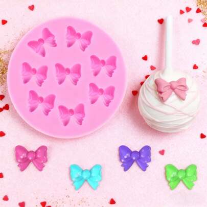 1pc Pink 8-Shaped Silicone Bow Mold, Suitable For Valentine's Day Decorations And Crafts, Handmade Bow Shaped Candle, Plaster, Clay Mold, Easy Release And Reusable