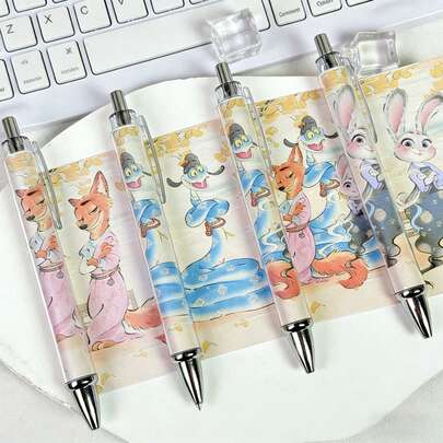 1支动物之森主题0.5mm黑色伸缩圆珠笔，圣诞礼物，圣诞袜填充物，圣诞装饰品【款式随机】