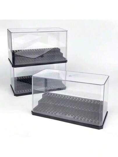 亚克力展示盒，适用于可动人偶，透明保护盒，哑光黑色底座，用于收藏人偶的收纳和桌面展示。