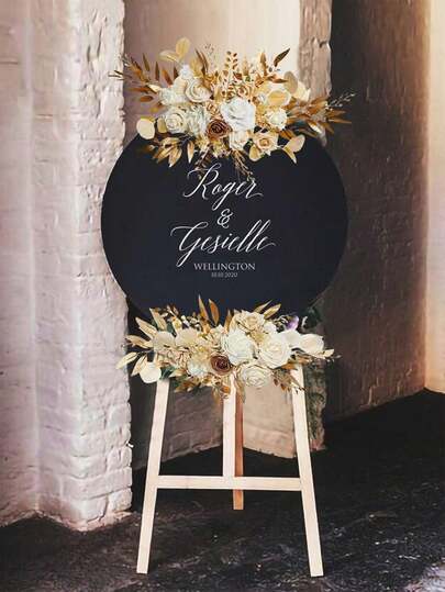 2Pcs Beige Artificial Flowers Wedding Arch Flowers, Artificial Floral Swags Centerpieces,Ivory Wedding Flower Garland Greenery Arrangements For Sweetheart/Head Table Decor Wall Arch Home Garden Decor