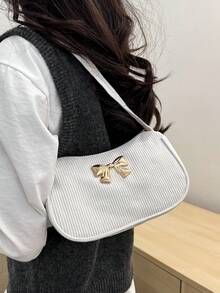 Women's Solid Color Lightweight Luxury Casual Shoulder Bag, Suitable For Daily Commute, Travel, Shopping - White - View 10