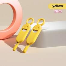 2个马卡龙色笑脸防丢卡套+不锈钢SIM卡取卡针，便携式取卡工具，钥匙扣礼品 - 2pcs - 查看 12