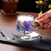 豪华双层玻璃小咖啡杯配勺子，创意轻便家用水杯 - 彩色 - 查看 3