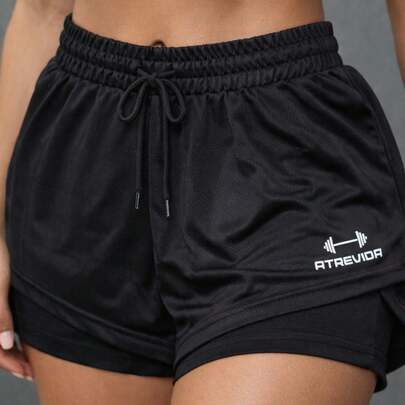 Shorts Feminino Esportivo Shorts Feminino 2 em 1 Duplo Compressão Esportivo Bolso Interno Suplex Dry Academia Treino Corrida