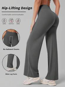 YZMJAFU Women's Solid Color Long Leggings, High Waist Design, Soft & Comfortable, Slimming, Suitable For Running, Fitness, Yoga And Various Sports - Grey - View 11