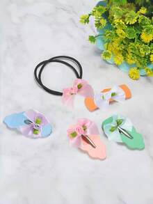 30pcs/Set Bow Tie Rose Flower 3cm Ribbon With Leaves, Handmade DIY Small Flowers For Clothing, Shoes, Toys, Accessories, Ribbon Flower Headpieces, Gift Box Decor, Home & Apparel Accessories - Multicolor - View 6