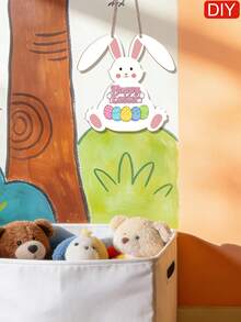 1个/2个未完成的复活节兔子造型木质挂饰 - DIY复活节装饰品，带预钻孔绳，复活节/春季趣味礼物，空白DIY装饰品，适用于家居、花园、派对，可手绘 - 淺原木色 - 查看 6