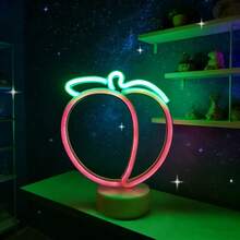 1 buc Lampă decorativă de birou cu lumină neon piersică cu bază LED, lumină romantică alimentată cu baterie/USB, cadou de ziua de naștere, decor pentru casă, temă de nuntă, dormitor, sufragerie - Neon de bază piersic - Vizualizare 7