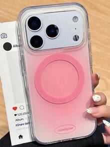 可爱奢华磁吸泼墨无线充电手机壳，兼容 17 Pro Max、17 Pro、17、16 Pro Max、16 Pro、16、15 Pro Max、15 Pro、15 Pro Max、14 Pro Max、13、12 Pro Max、11，奢华亮面果冻色防震后盖，春季生日派对礼物 - 粉紅色暈染 - 查看 4