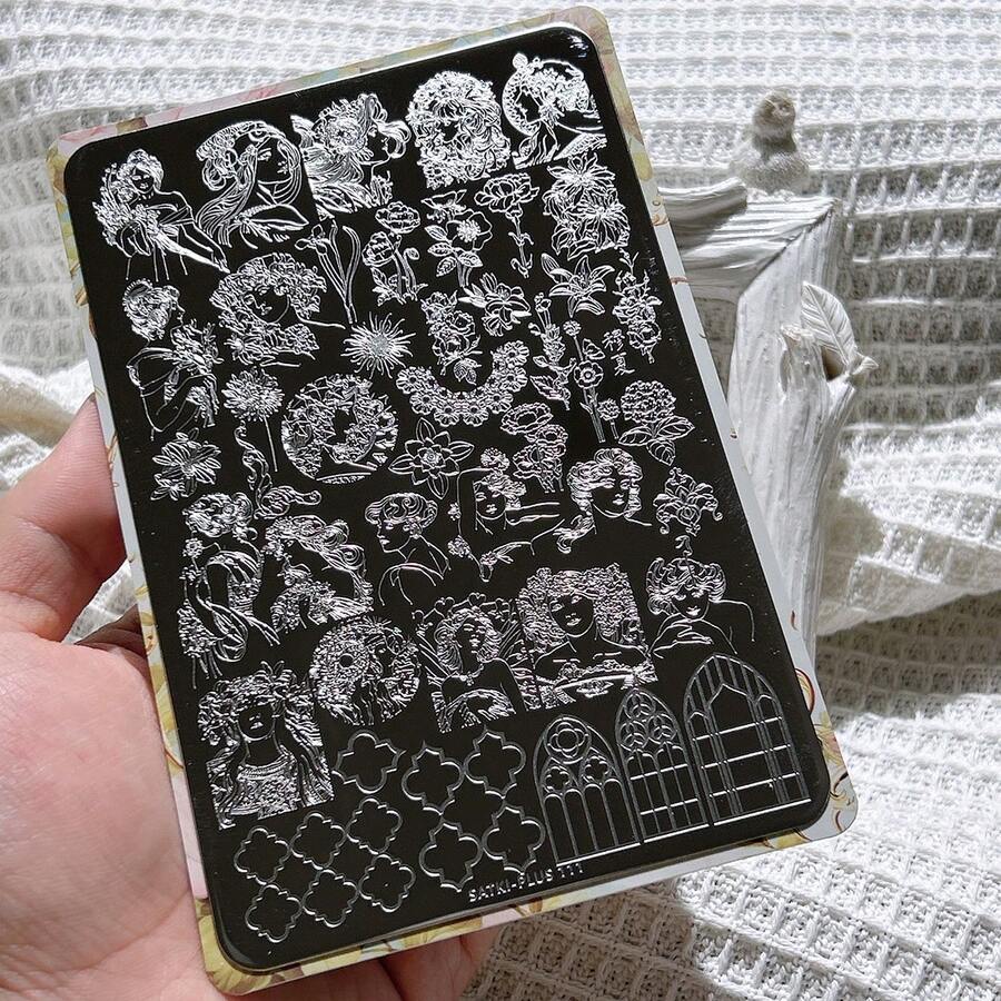 High Quality Nail Art Stamping Plate, Mucha Floral Pattern Transparent Silicone Stamp Nail Art Tool, Slouchy Quick Nail Art, New Attempt, New Method, Technology Changes Beauty - Blue and White - View 1