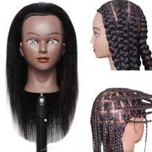 Đầu ma-nơ-canh làm từ 100% tóc thật, dùng để đào tạo thợ làm tóc, thực hành nhuộm, cắt, tết tóc tại salon làm đẹp, kèm kẹp giữ. - Xem 1