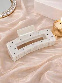 2个/1个 女士 4.13英寸/10.5厘米 黑白方点发爪夹，时尚鲨鱼齿发夹，优雅简约纯色发爪夹，适合日常、休闲、派对、海滩、度假、发型设计、洗发、化妆、服装配饰，秋冬春夏皆宜 - 彩色 - 查看 2