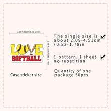50pcs Soft Softball Stickers, Aesthetic Style Stickers, Fashionable Soft Softball Party Gifts, Sports Stickers, Waterproof Stickers Suitable For Water Bottles, Computers, Laptops, Phones, Luggage, Notebooks, Refrigerators - Multicolor - View 4