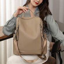 Women's Backpack, Convertible Shoulder Bag And Handbag, Waterproof Soft PU Travel Backpack With Multiple Pockets, Stylish Large Capacity Daily Backpack Suitable For Daily Use, Work, Shopping And Travel, Suitable For IPad, Mobile Phone, Cosmetics And Umbrella, Durable Metal Hardware And Adjustable Watch Strap, Ideal Gift For Fashionable Women. - Multicolor - View 10