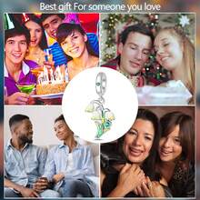 1 Silver-Plated Lily Of The Valley Safety Clasp, Lily Of The Valley Safety Chain, Classic Lily Of The Valley Harp Pendant, Lily Of The Valley Cat Pendant, Fresh Lily Of The Valley Charm, Blue Lotus Beads, Moon Lotus Beads, Suitable For Original Snake Chain Bracelets, Necklaces, Bracelet Beading, DIY Jewelry Making, Luxury BFF Gifts - Multicolor - View 11