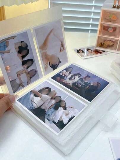 80-240 Slots Family Photo Storage Box, Transparent PVC Idol Card Album Dust-Proof & Moisture-Proof, Celebrity Card Collection Album, Creative Photo Organizer, Fan Gift, Birthday Souvenir, Idol Collection Box, New Birthday Commemorative Photo Album Student Collection Album (Product Size Fixed)