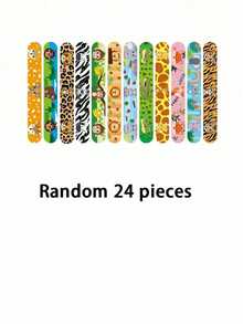 24/12pcs Animal Pat-On Bracelets, Perfect For Kids' Party Gifts, Jungle-Themed Snap Bracelets, Wildlife Leather-Textured Wristbands, Birthday Gifts, - Multicolor - View 12
