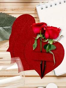 10/20件装心形餐具收纳盒，红色情人节风格，心形纸质餐具收纳盒 - 经典红白设计，适合婚礼、周年纪念、情人节、派对等场合作为桌面装饰，优雅餐具，易于使用，也适合婴儿派对。