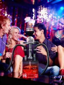 Black/White Flexible Telescopic Hookah Hose With Glass Mouthpiece Handle - 11.8 Inch To 70 Inch Extendable Hookah Accessories Collection Foam Handles With Hose Connector For Shisha - Personal Or Group Use Parties & Bar Essentials, Social Gatherings And Events - Blue - View 3